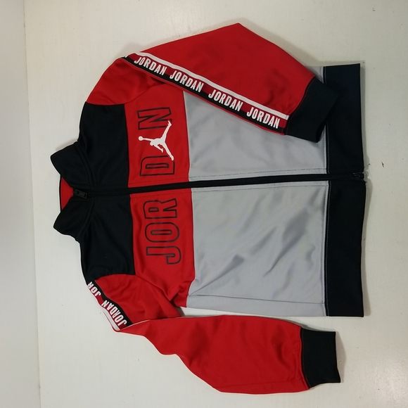 Air Jordan Kids Full Zip Track Jacket Black Red Gray size 6 - Picture 1 of 8